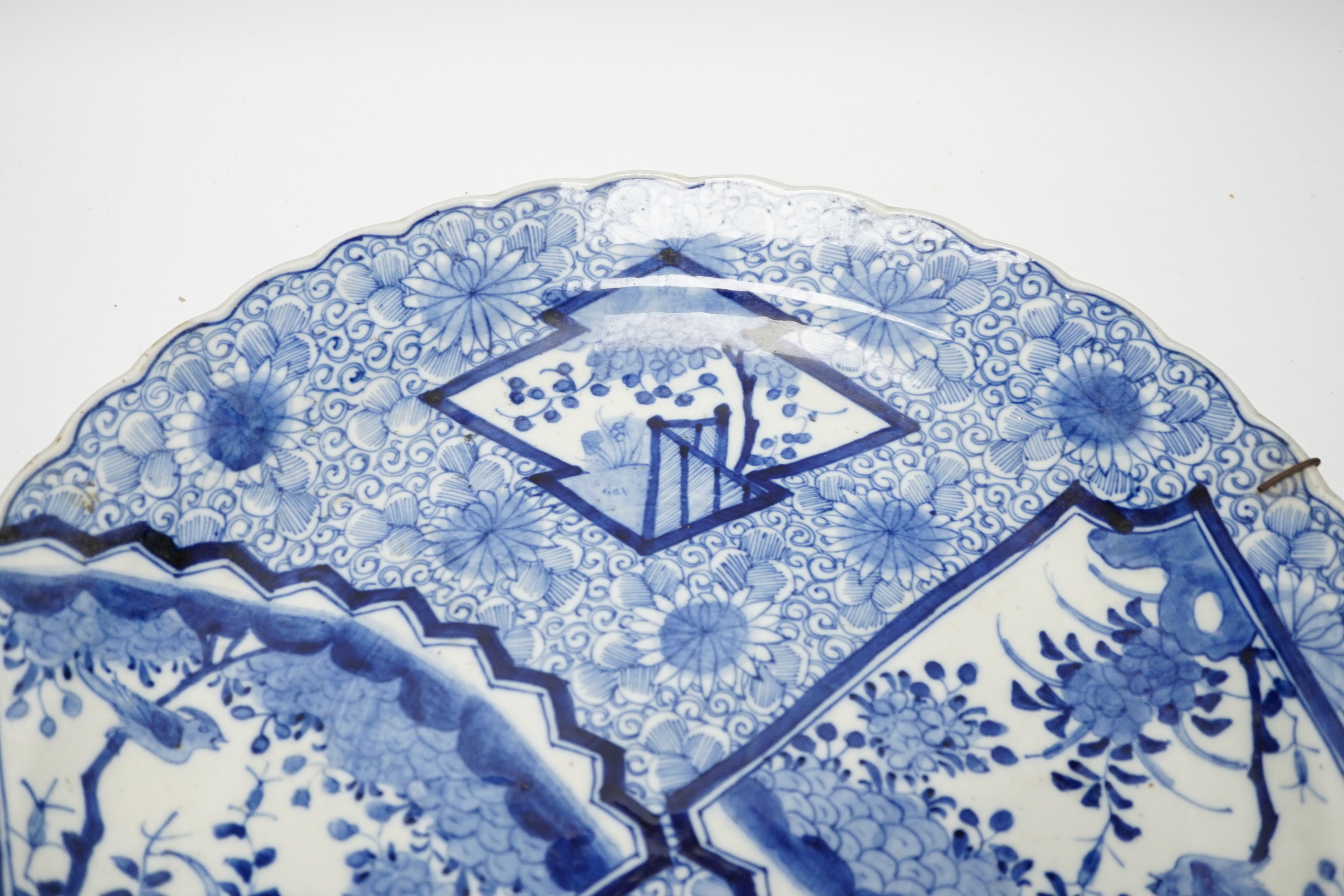 A Japanese blue and white charger, early 20th century, 40cm diameter